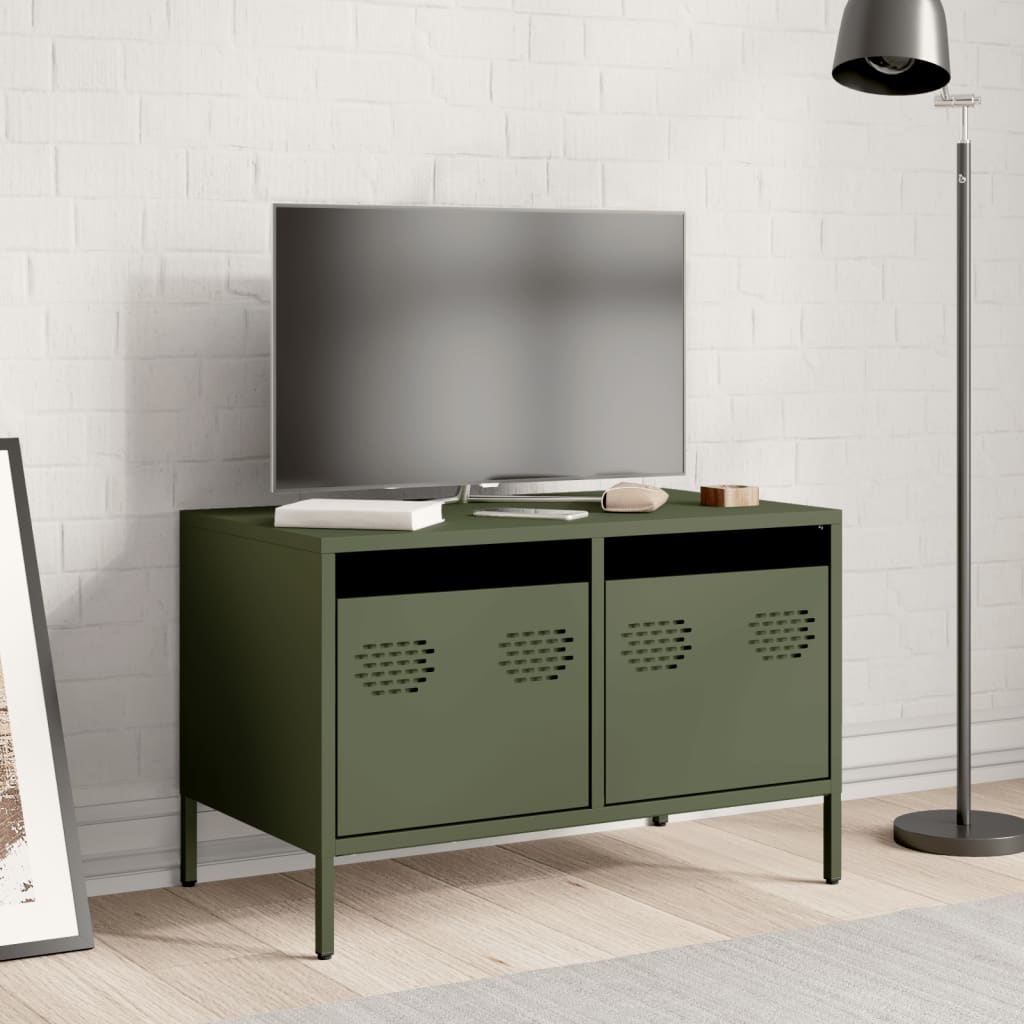 TV-Schrank Olivgrün 68x39x43,5 cm Kaltgewalzter Stahl