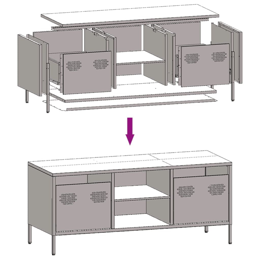 TV-Schrank Olivgrün 101,5x39x43,5 cm Kaltgewalzter Stahl