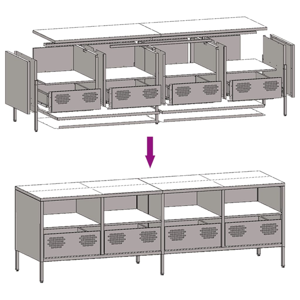 TV-Schrank Schwarz 135x39x43,5 cm Kaltgewalzter Stahl