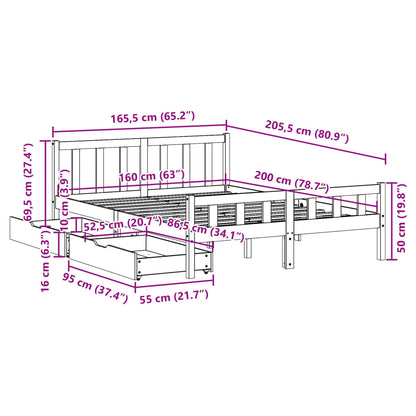 Massivholzbett ohne Matratze 160x200 cm Kiefernholz