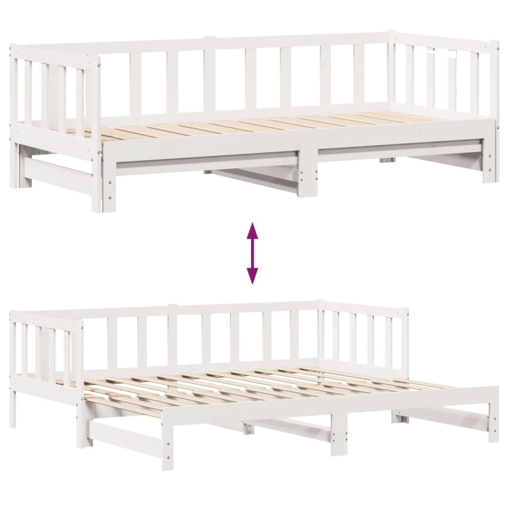 Tagesbett Ausziehbar mit Schubladen ohne Matratze Weiß 90x200cm