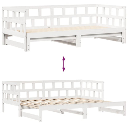 Tagesbett Ausziehbar mit Schubladen ohne Matratze Weiß 90x200cm