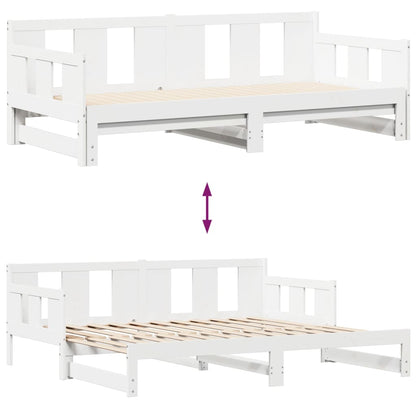 Tagesbett Ausziehbar mit Schubladen ohne Matratze Weiß 90x200cm