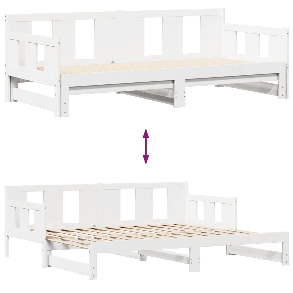 Tagesbett Ausziehbar mit Schubladen ohne Matratze Weiß 90x190cm