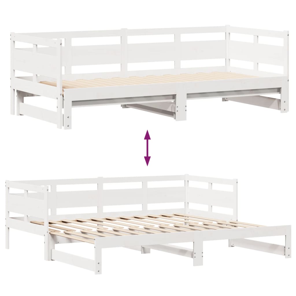 Tagesbett Ausziehbar mit Schubladen ohne Matratze Weiß 90x190cm