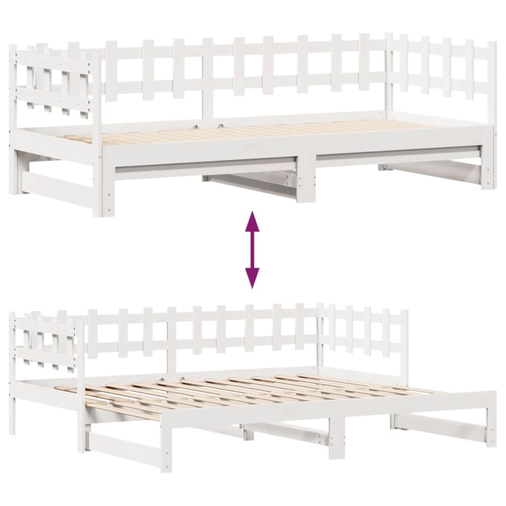 Tagesbett Ausziehbar mit Schubladen ohne Matratze Weiß 90x200cm