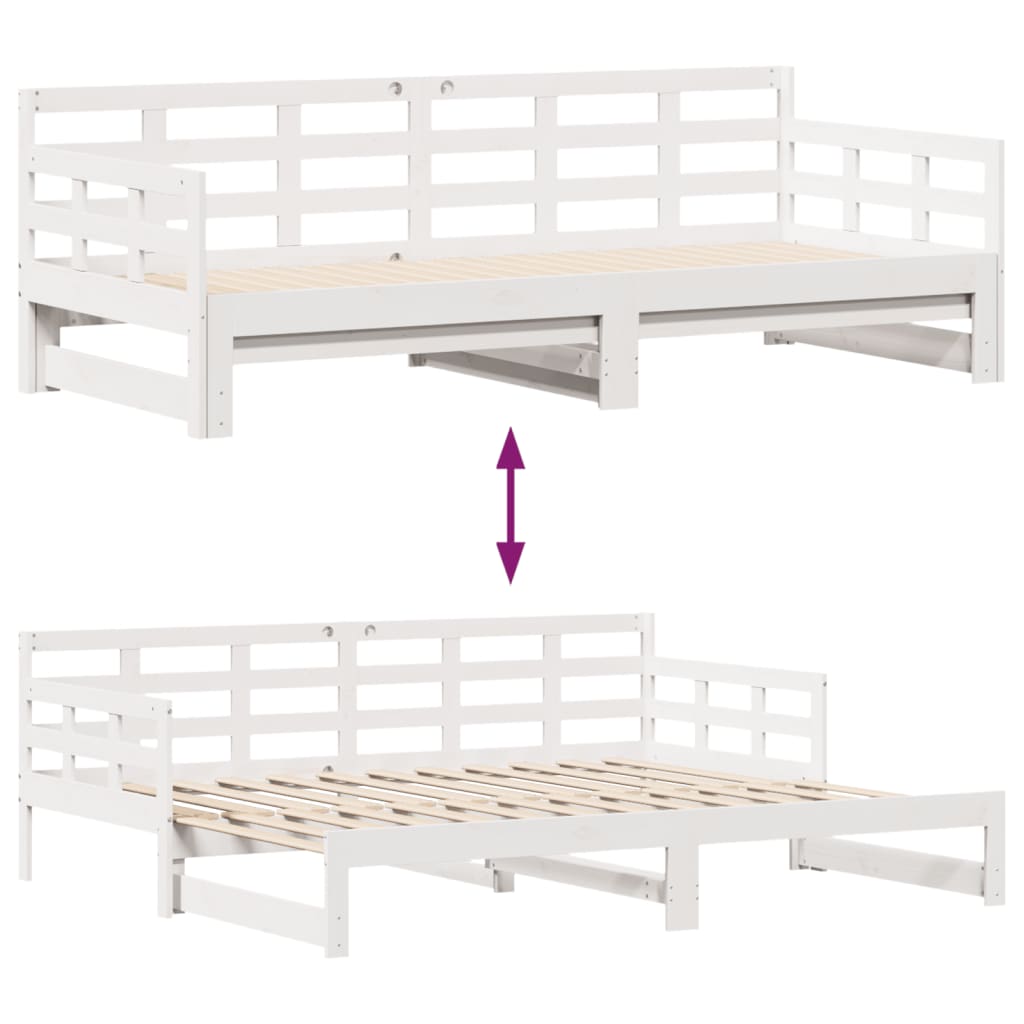 Tagesbett Ausziehbar mit Schubladen ohne Matratze Weiß 90x200cm