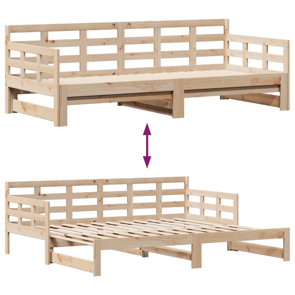 Tagesbett Ausziehbar mit Schubladen ohne Matratze 80x200 cm