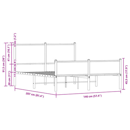 Metallbett ohne Matratze Eichen-Optik 140x200 cm