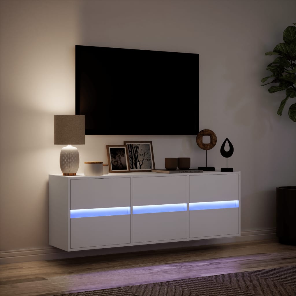 TV-Wandschrank mit LED-Beleuchtung Weiß 130x31x45 cm