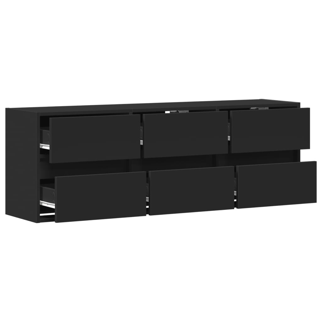 TV-Wandschrank mit LED-Beleuchtung Schwarz 130x31x45 cm