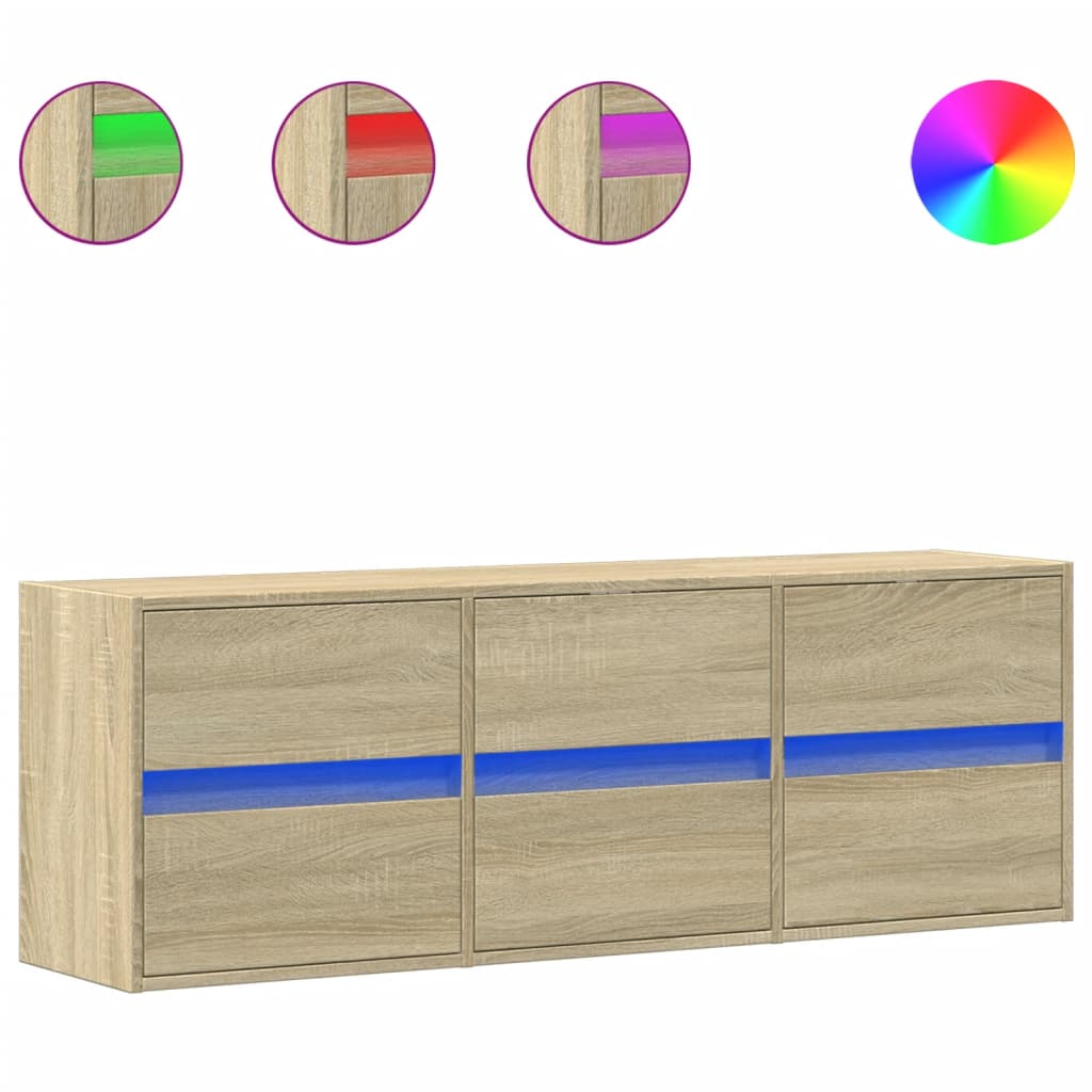 TV-Wandschrank mit LED-Beleuchtung Sonoma-Eiche 130x31x45 cm