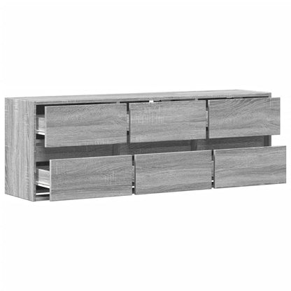 TV-Wandschrank mit LED-Beleuchtung Grau Sonoma 130x31x45 cm