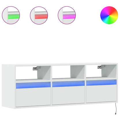 TV-Wandschrank mit LED-Beleuchtung Weiß 130x31x45 cm