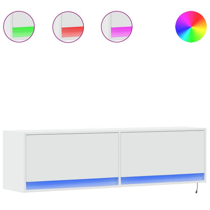 TV-Wandschrank mit LED-Beleuchtung Weiß 140x31x38 cm