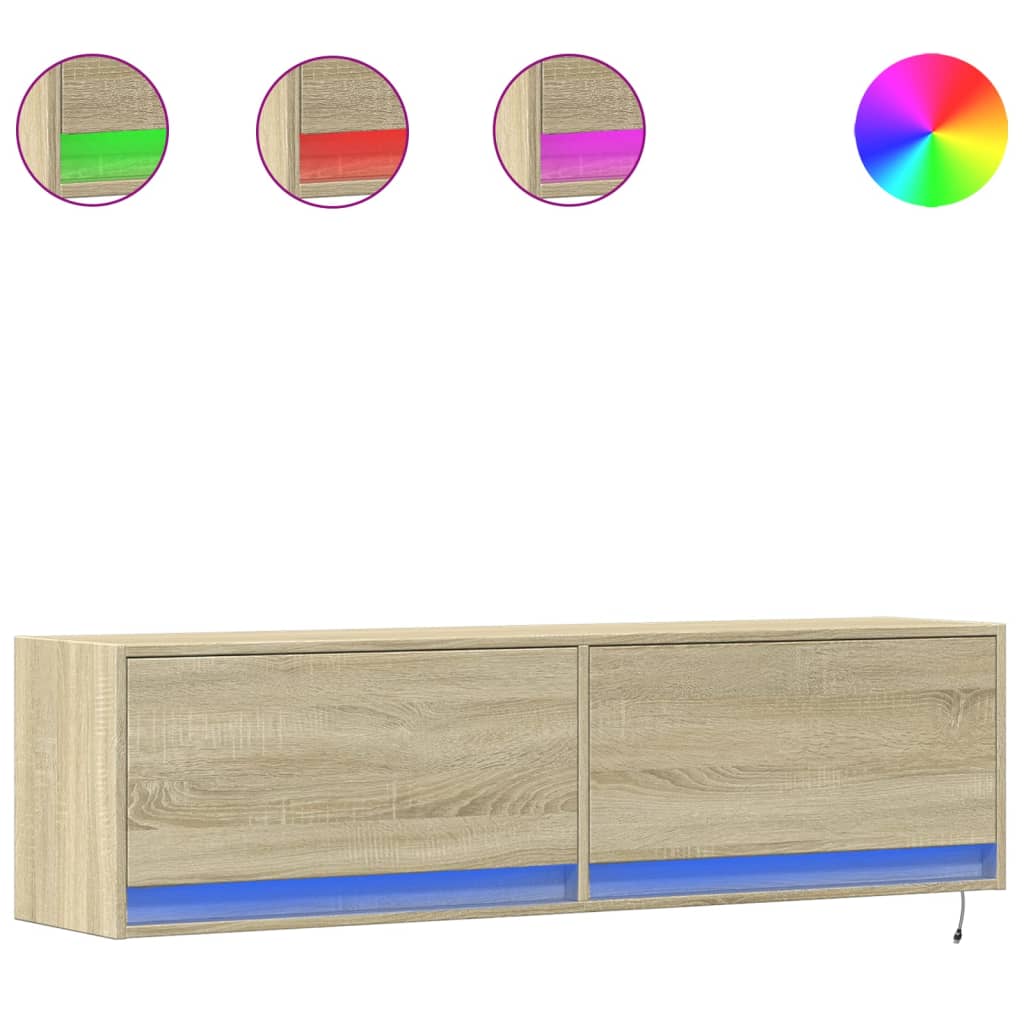 TV-Wandschrank mit LED-Beleuchtung Sonoma-Eiche 140x31x38 cm