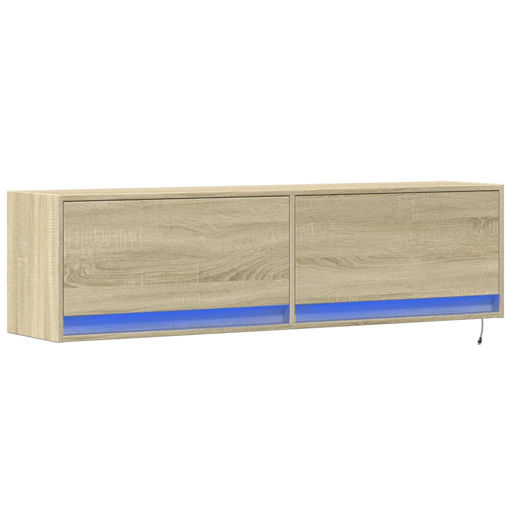 TV-Wandschrank mit LED-Beleuchtung Sonoma-Eiche 140x31x38 cm