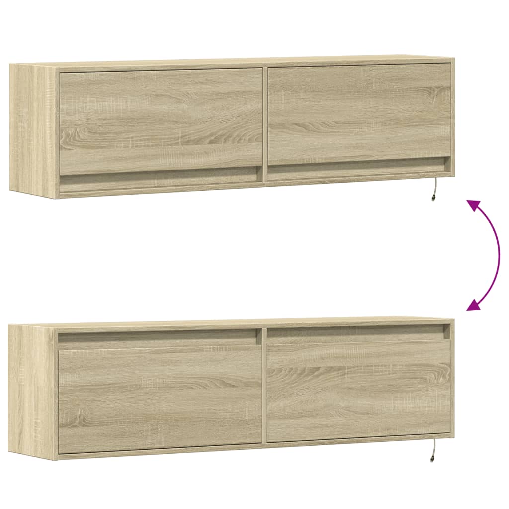 TV-Wandschrank mit LED-Beleuchtung Sonoma-Eiche 140x31x38 cm