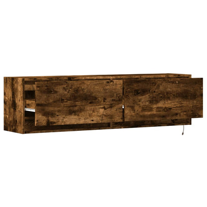 TV-Wandschrank mit LED-Beleuchtung Räuchereiche 140x31x38 cm