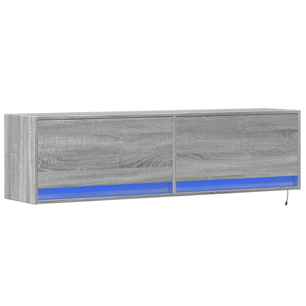 TV-Wandschrank mit LED-Beleuchtung Grau Sonoma 140x31x38 cm