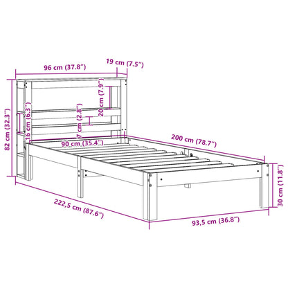 Bettgestell mit Kopfteil ohne Matratze Weiß 90x200 cm