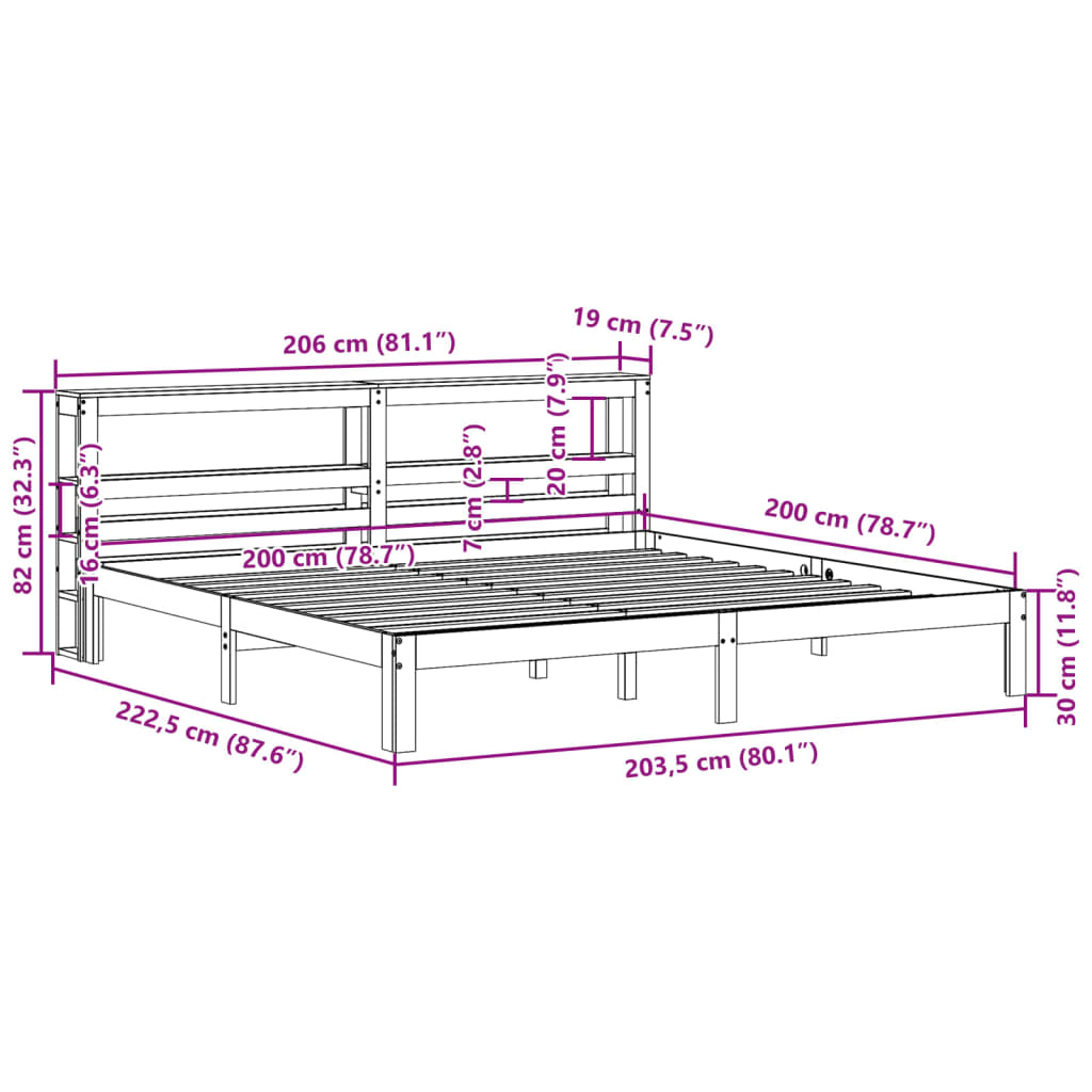 Bettgestell mit Kopfteil ohne Matratze 200x200 cm