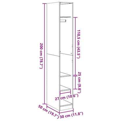 Kleiderschrank Braun Eichen-Optik 30x50x200 cm Holzwerkstoff