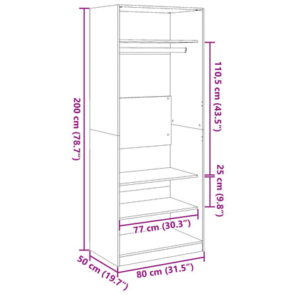 Kleiderschrank Weiß 80x50x200 cm Holzwerkstoff