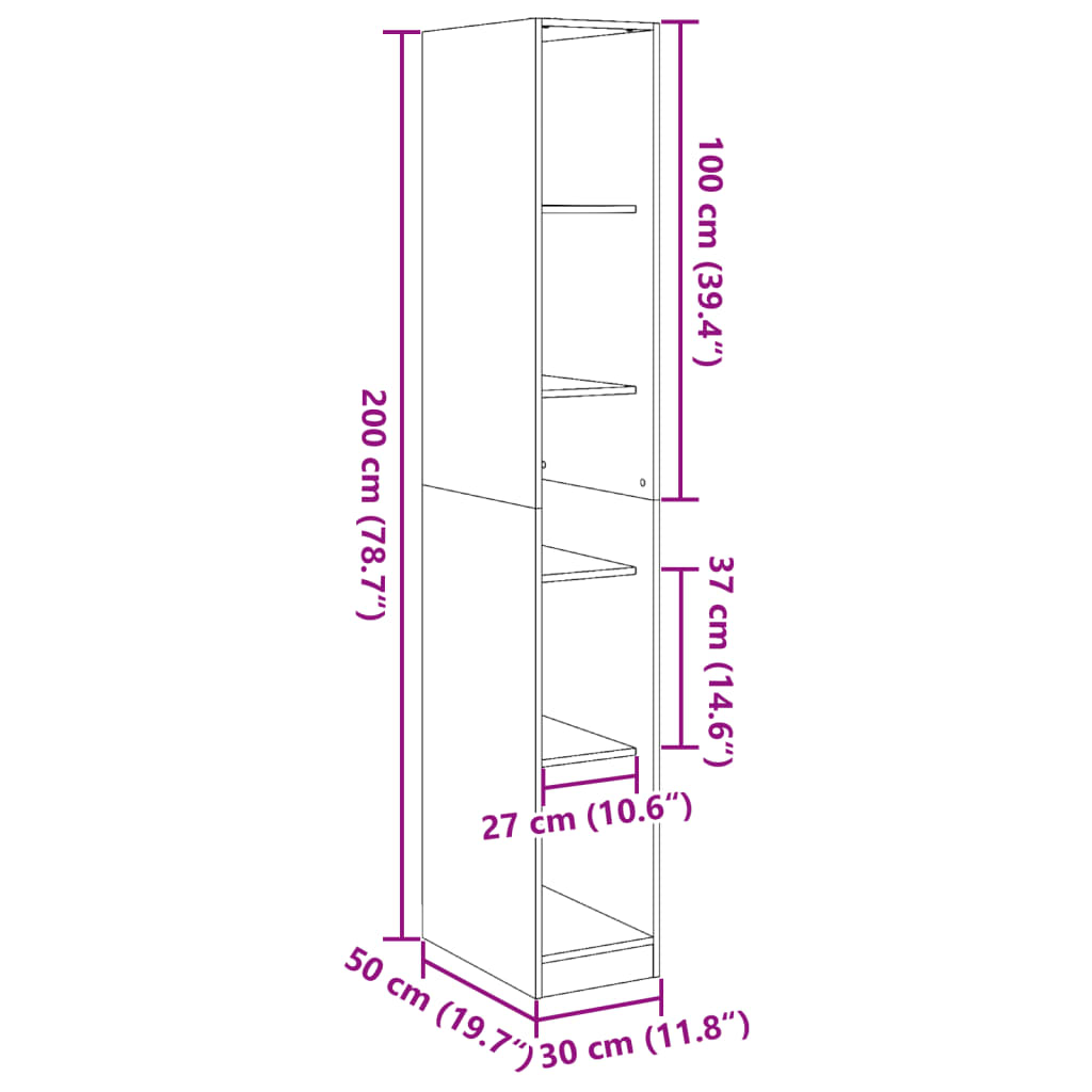 Kleiderschrank Grau Sonoma 30x50x200 cm Holzwerkstoff