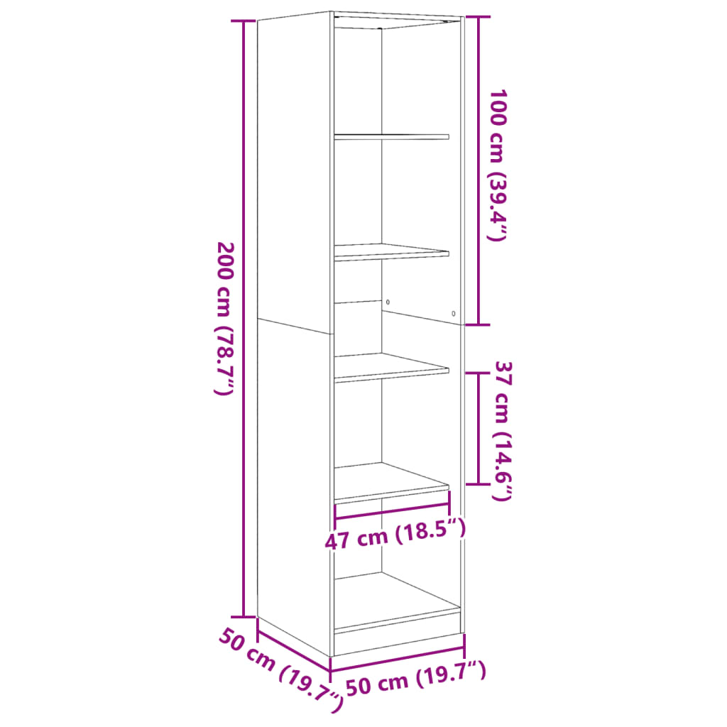 Kleiderschrank Schwarz 50x50x200 cm Holzwerkstoff