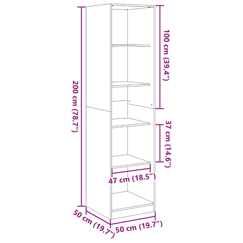 Kleiderschrank Betongrau 50x50x200 cm Holzwerkstoff