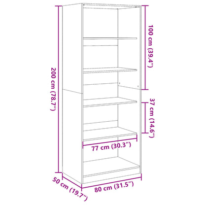 Kleiderschrank Schwarz 80x50x200 cm Holzwerkstoff