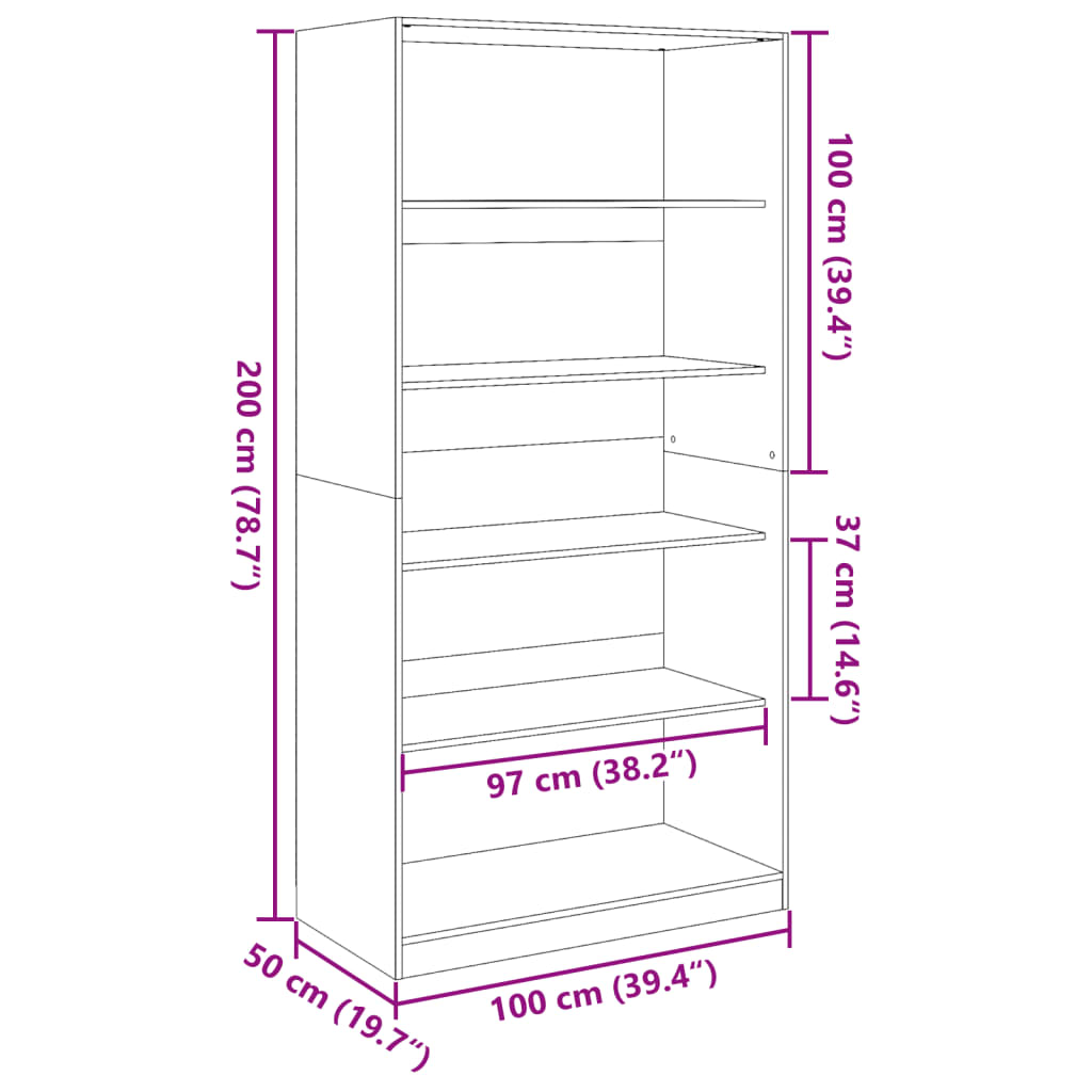 Kleiderschrank Sonoma-Eiche 100x50x200 cm Holzwerkstoff