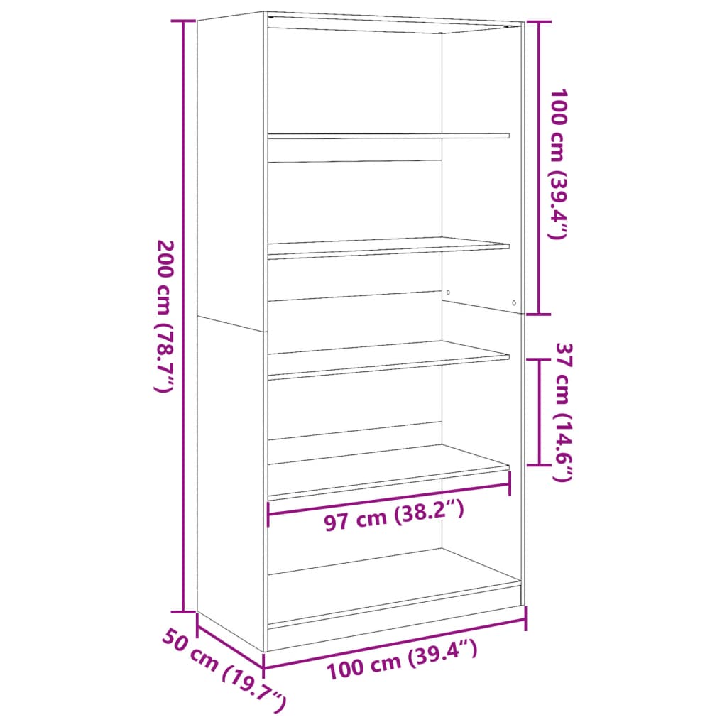 Kleiderschrank Braun Eiche-Optik 100x50x200 cm Holzwerkstoff