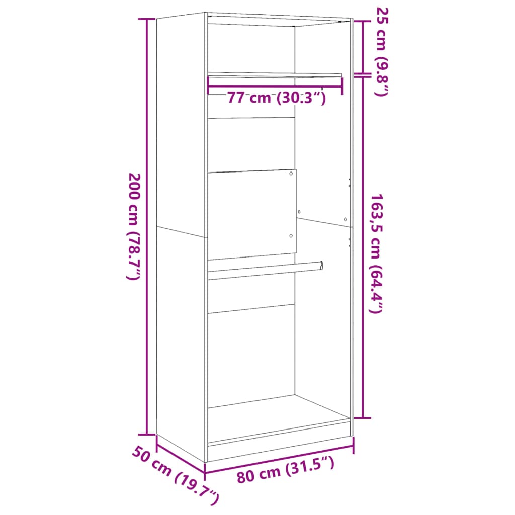 Kleiderschrank Weiß 80x50x200 cm Holzwerkstoff