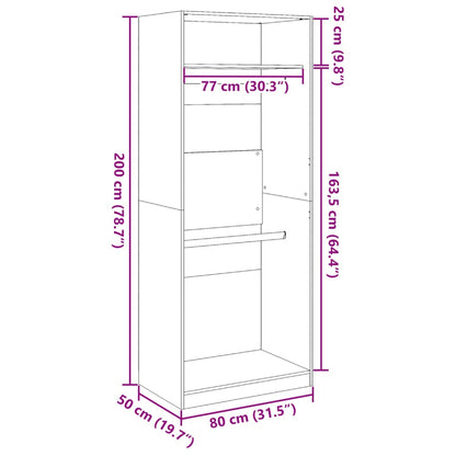 Kleiderschrank Braun Eichen-Optik 80x50x200 cm Holzwerkstoff