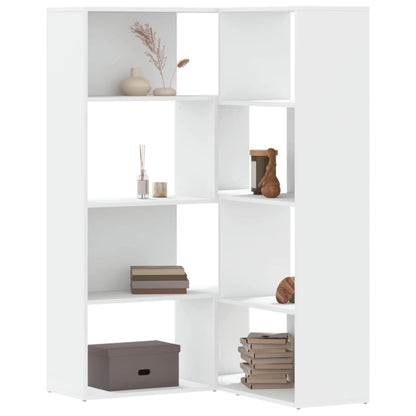 Eck-Bücherregal 4 Etagen Weiß 85x85x140 cm Holzwerkstoff