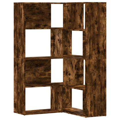 Eck-Bücherregal 4 Etagen Räuchereiche 85x85x140cm Holzwerkstoff