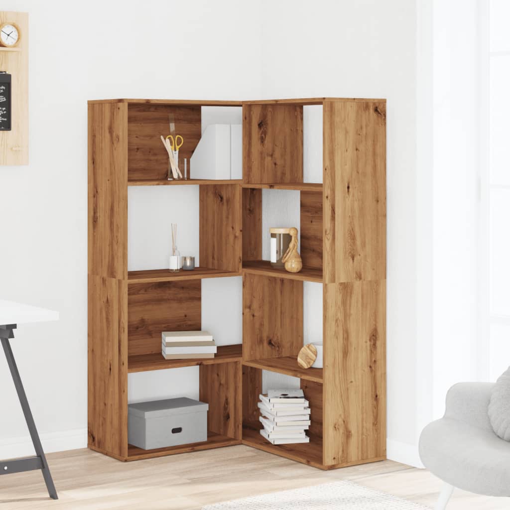 Eck-Bücherregal 4 Etagen Artisan-Eiche 85x85x140 Holzwerkstoff