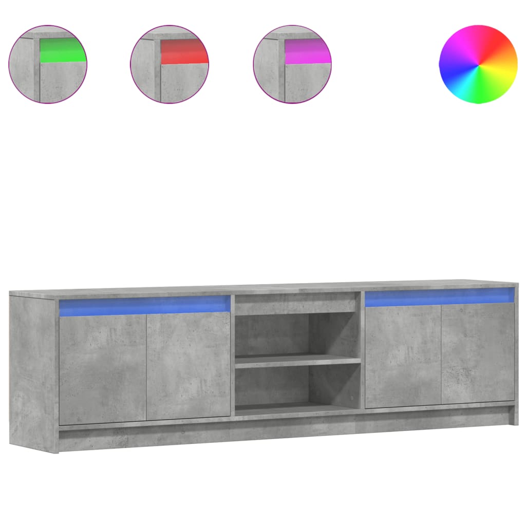 TV-Schrank mit LED-Beleuchtung Betongrau 180x34x50 cm