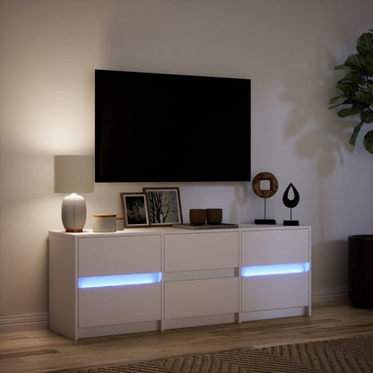 TV-Schrank mit LED-Beleuchtung Weiß 140x34x50 cm Holzwerkstoff