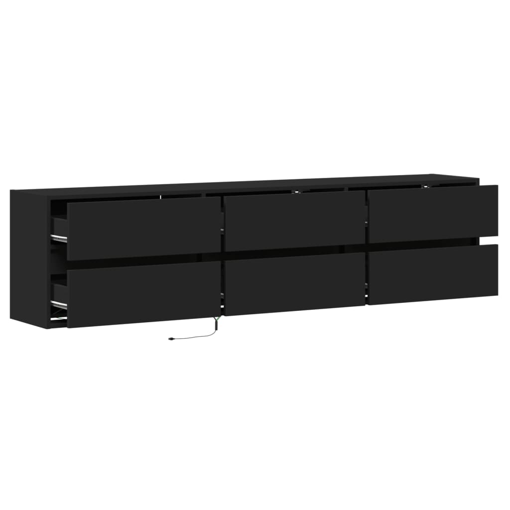 TV-Wandschrank mit LED Schwarz 180x31x45 cm