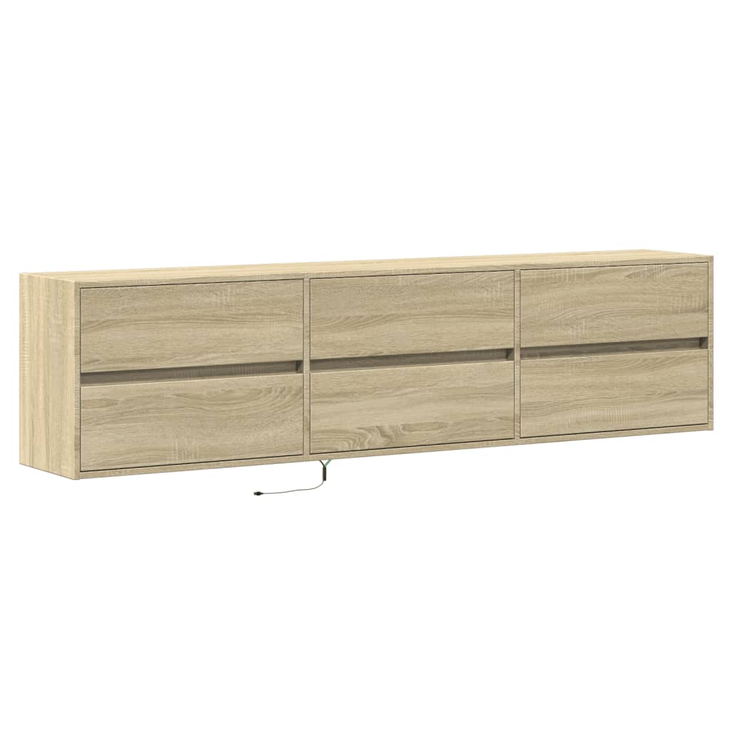 TV-Wandschrank mit LED Sonoma-Eiche 180x31x45 cm