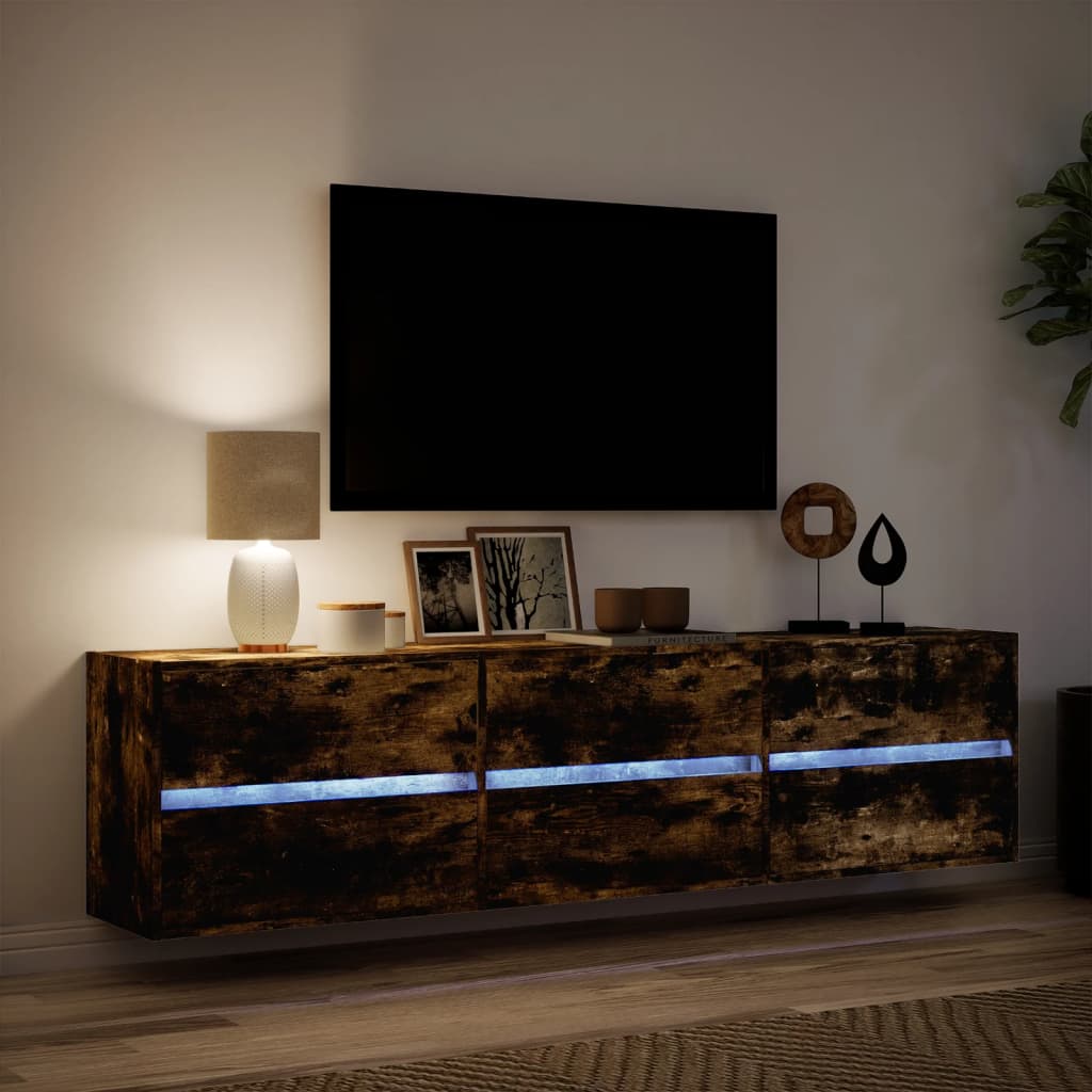 TV-Wandschrank mit LED Räuchereiche 180x31x45 cm