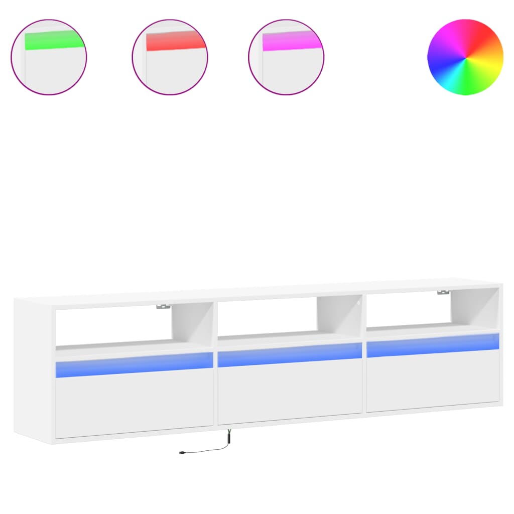 TV-Wandschrank mit LED Weiß 180x31x45 cm