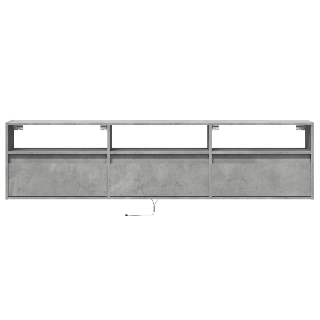 TV-Wandschrank mit LED Betongrau 180x31x45 cm