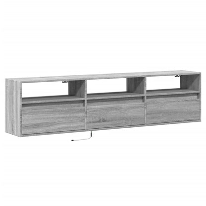 TV-Wandschrank mit LED Grau Sonoma 180x31x45 cm