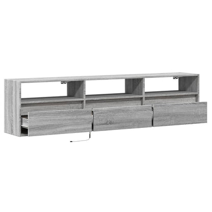 TV-Wandschrank mit LED Grau Sonoma 180x31x45 cm