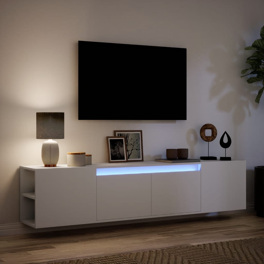 TV-Wandschrank mit LED-Beleuchtung Weiß 180x31x39,5 cm