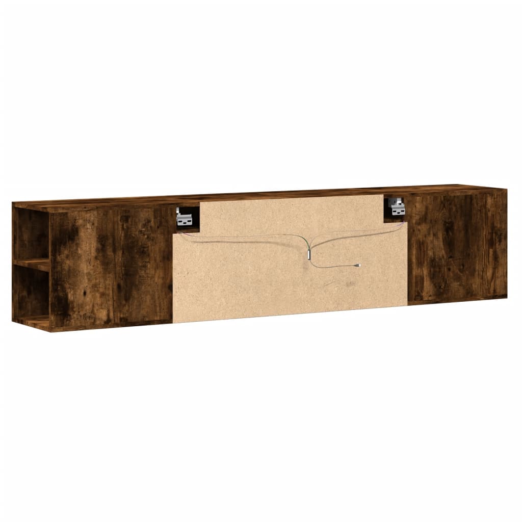 TV-Wandschrank mit LED-Beleuchtung Räuchereiche 180x31x39,5 cm